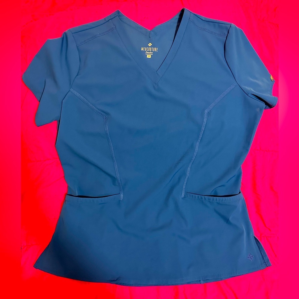 Med Couture Peaches Royal Blue Scrub Top Medium